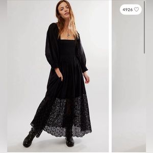 Free People Black Midi Dress